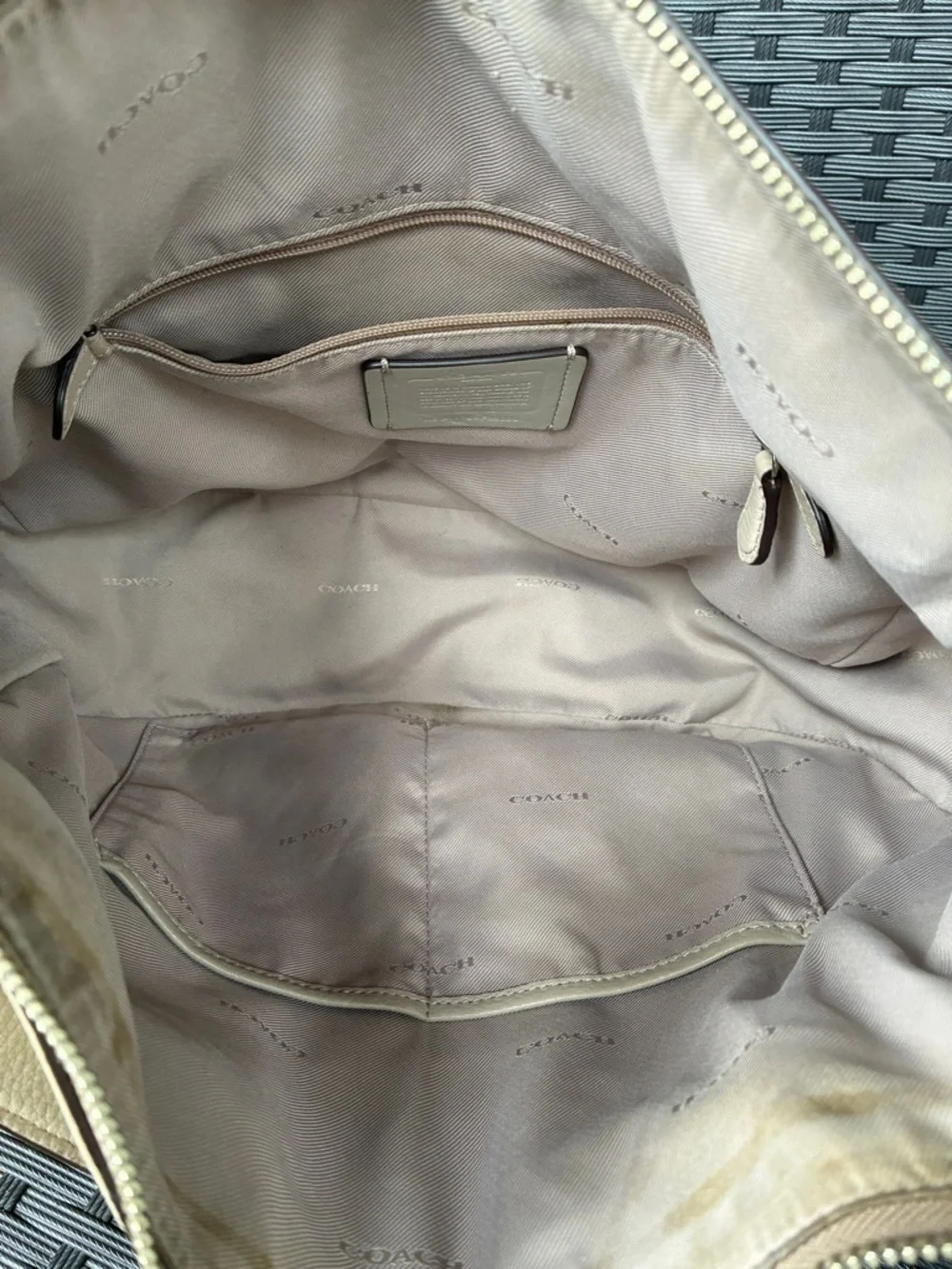 Coach Pebbled Leather Shoulder Bag in gray